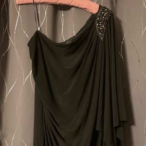Black bare shoulder dress